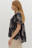 Floral Oversized Boxy Top | Black