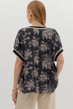 Floral Oversized Boxy Top | Black