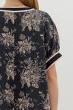 Floral Oversized Boxy Top | Black