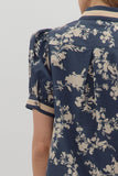Floral Puff Sleeve Top | Navy