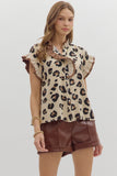 Leopard Ruffle Top | Cream