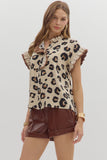 Leopard Ruffle Top | Cream