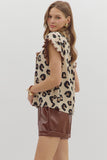 Leopard Ruffle Top | Cream