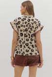 Leopard Ruffle Top | Cream