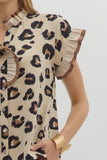 Leopard Ruffle Top | Cream