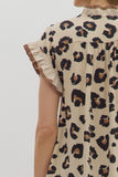 Leopard Ruffle Top | Cream