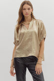 Metallic V-Neck Top | Gold
