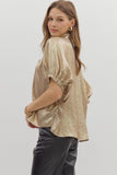 Metallic V-Neck Top | Gold