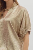 Metallic V-Neck Top | Gold