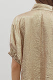 Metallic V-Neck Top | Gold