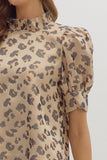 Leopard Puff Sleeve Metallic Top | Gold