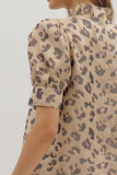 Leopard Puff Sleeve Metallic Top | Gold