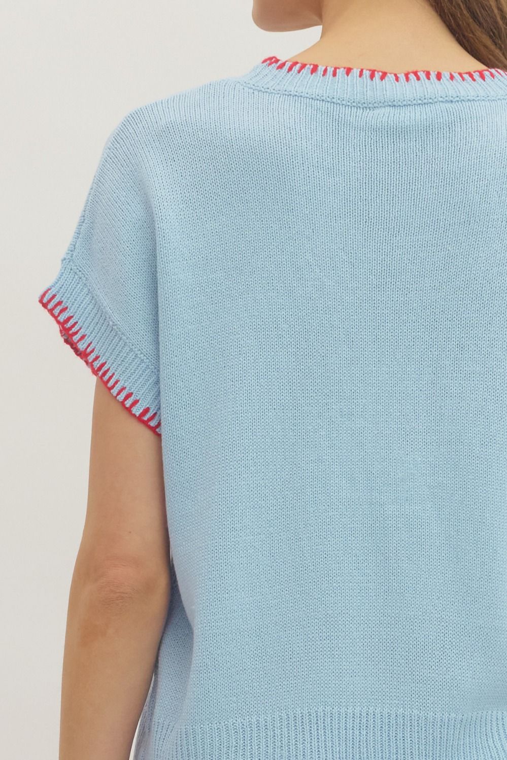 Lobster Embroidered Knit Stitch Top | Blue