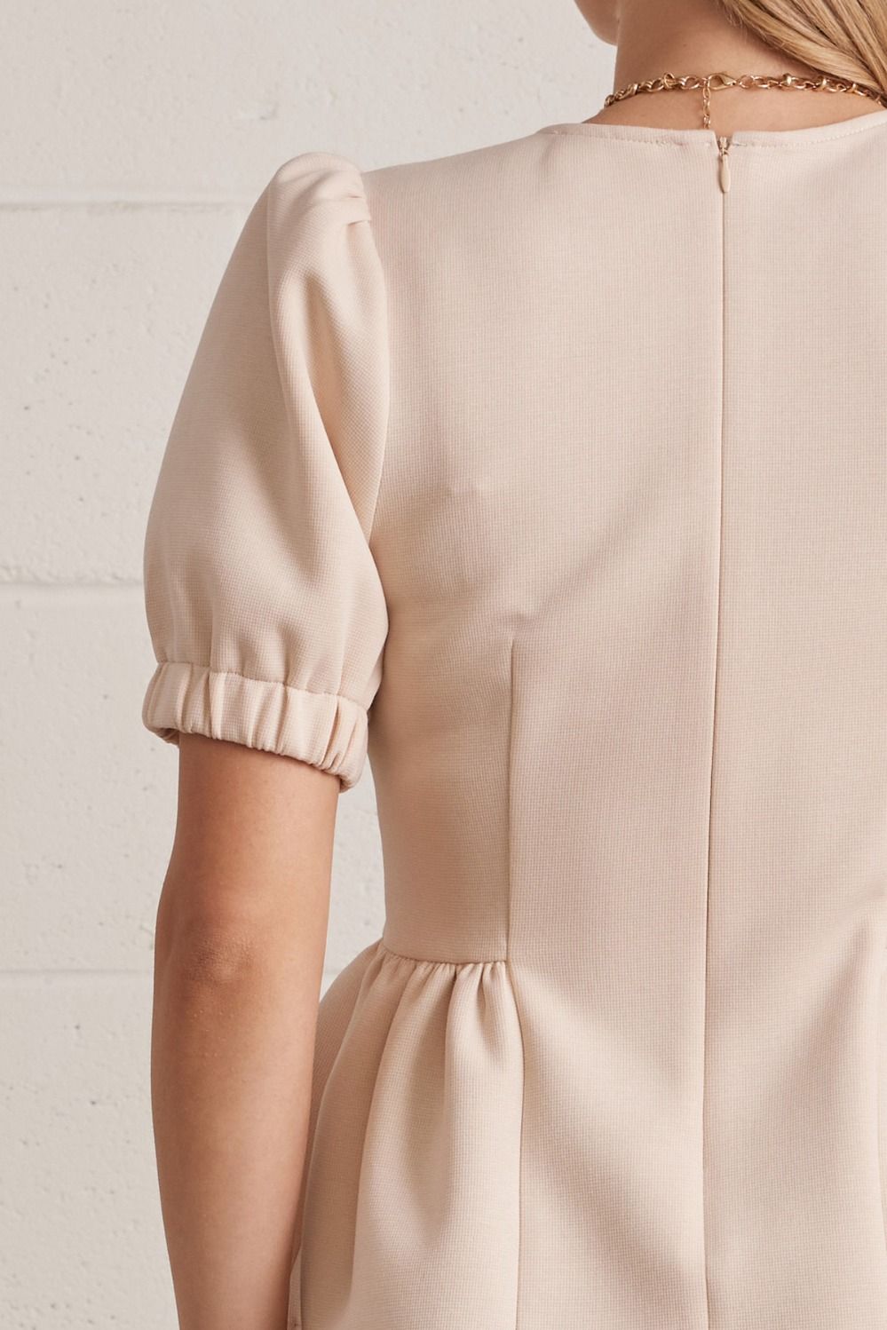 Puff Sleeve Peplum Top | Ecru