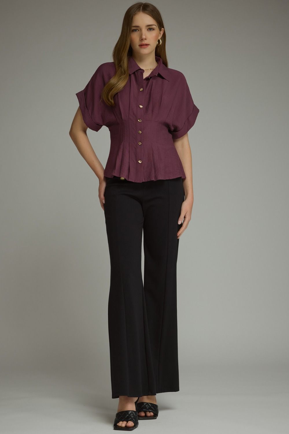 Pintuck Dolman Sleeve Top | Wine