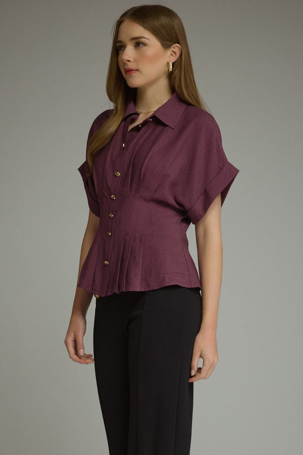 Pintuck Dolman Sleeve Top | Wine