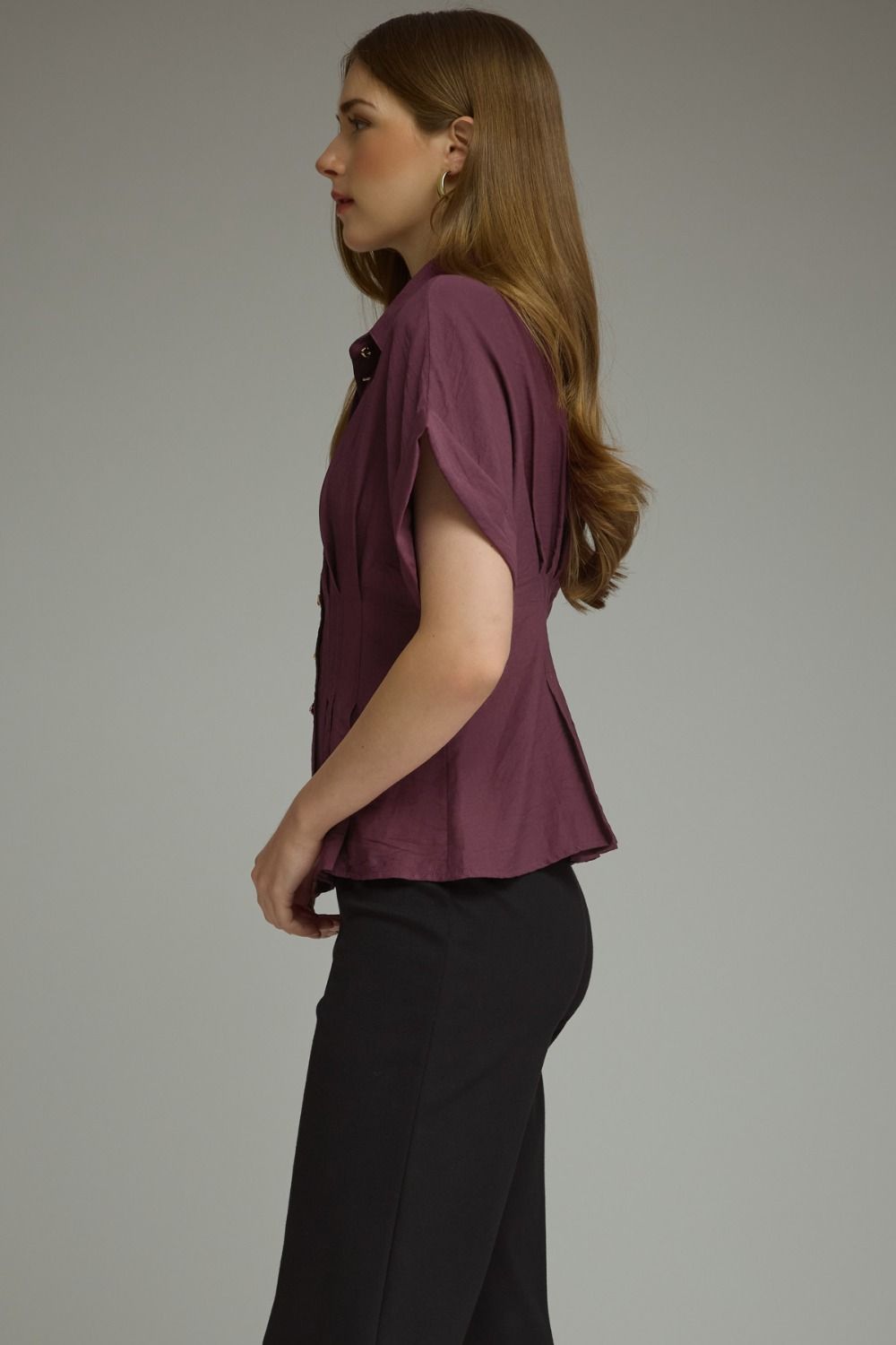 Pintuck Dolman Sleeve Top | Wine