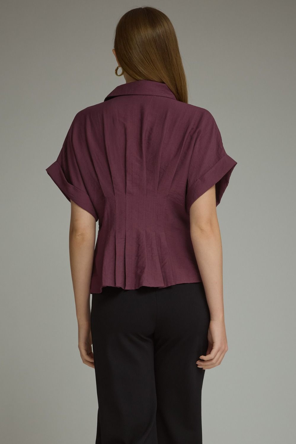 Pintuck Dolman Sleeve Top | Wine