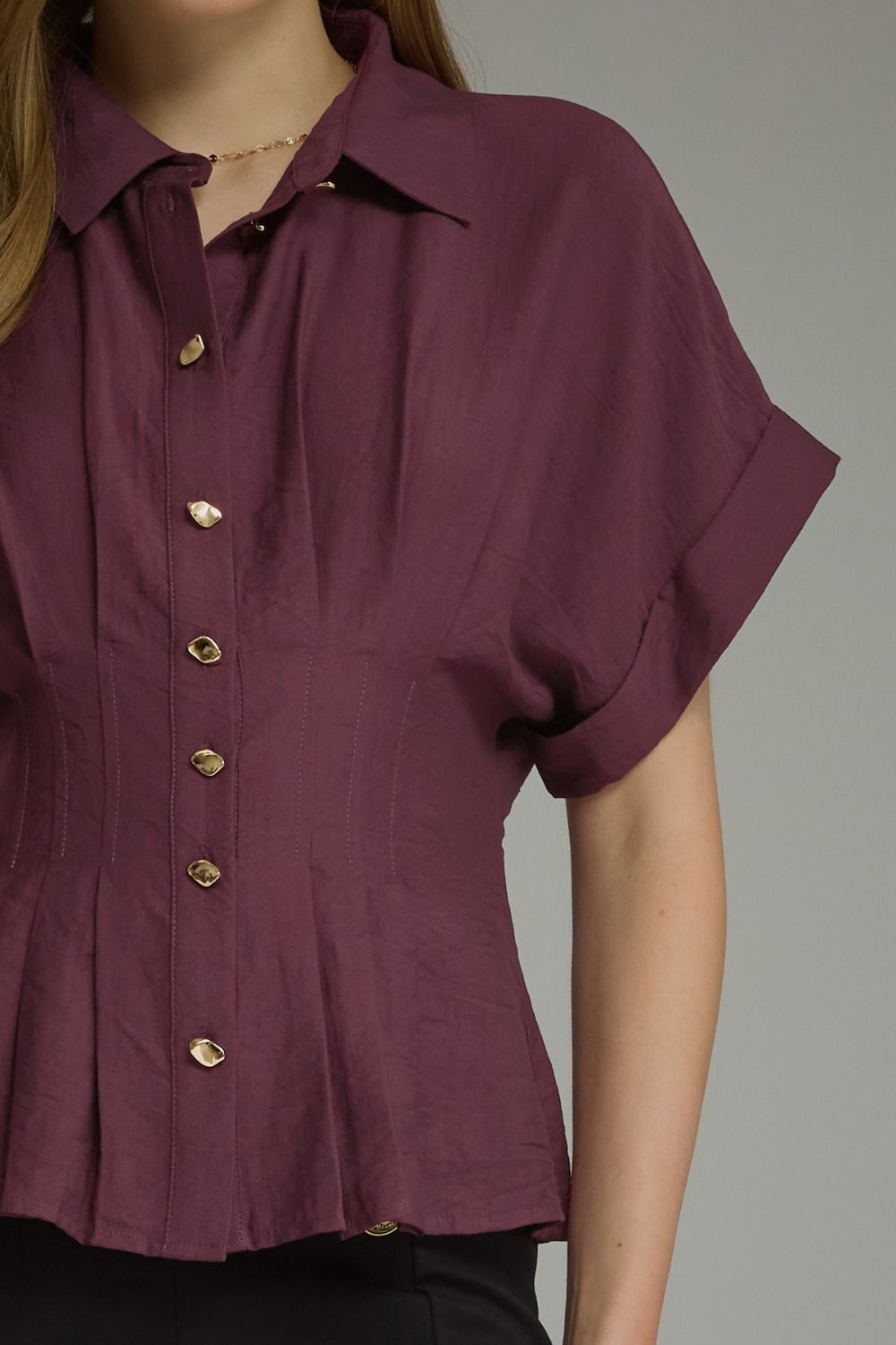 Pintuck Dolman Sleeve Top | Wine