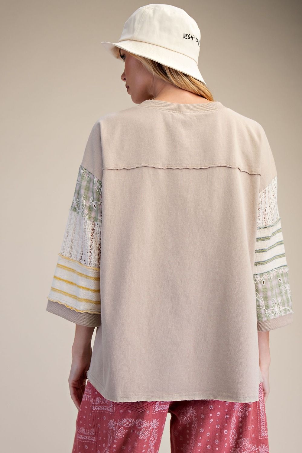 Mix Match Fabric Boxy Top | Mushroom