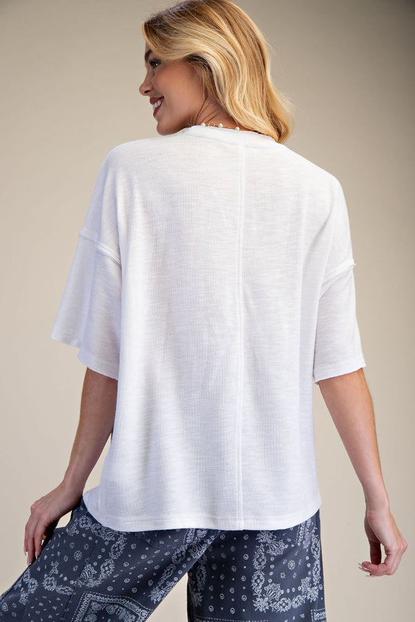 Paisley Flower Oversized Boxy Top | White