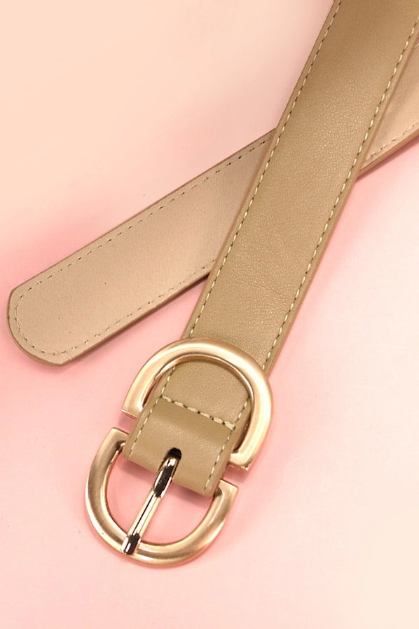 Double D Buckle Faux Leather Belt | Tan