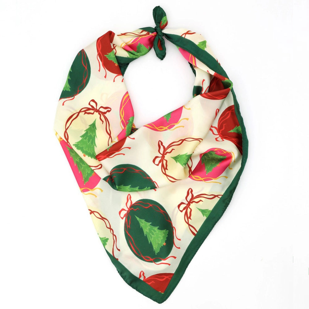 Bubble Trees Christmas Square Bandana Scarf | Ivory