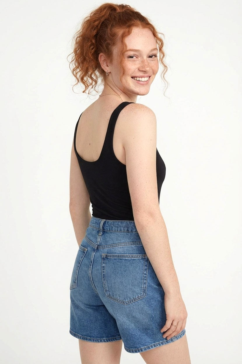 Scoop Neck Tank Bodysuit | Black