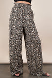 Wide Leg Pleated Pants | Leopard