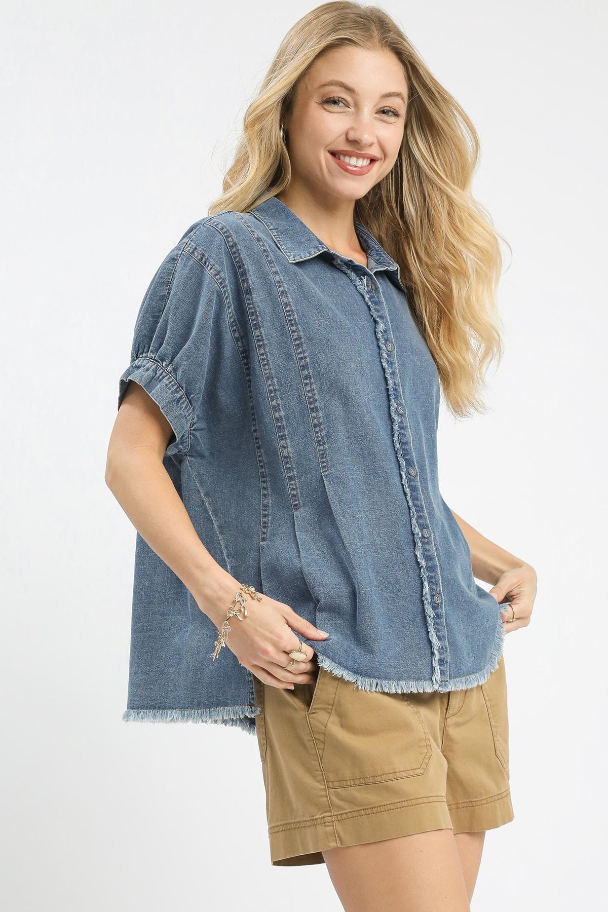 Washed Denim Oversized Top | Medium Wash