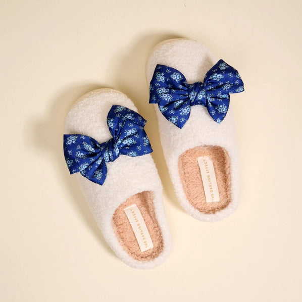 Fuzzy Betty Bow Slippers | Endless Daydream Navy