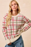 Christmas Plaid Sweater Top | Cream