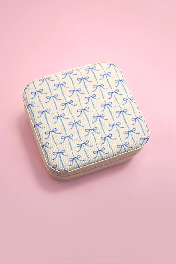 Jewelry Organizer Travel Case Box | Blue Bows