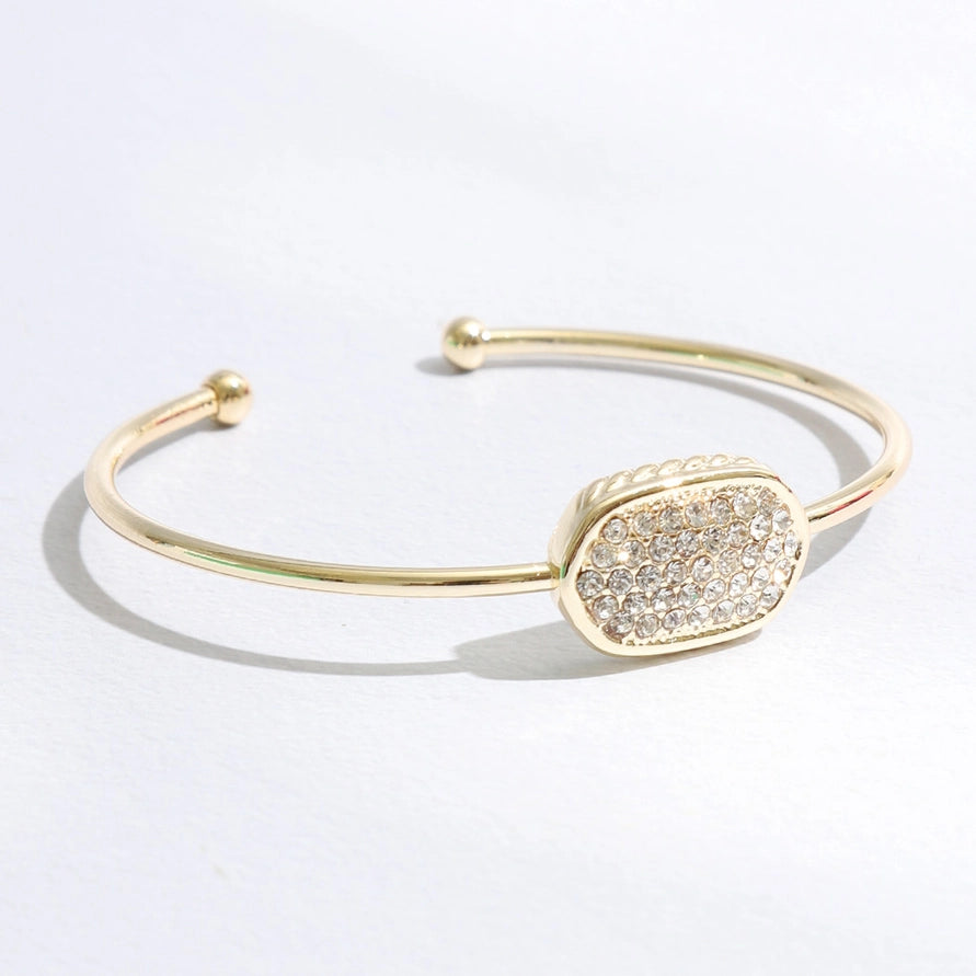 Oval CZ Bangle Bracelet | Gold