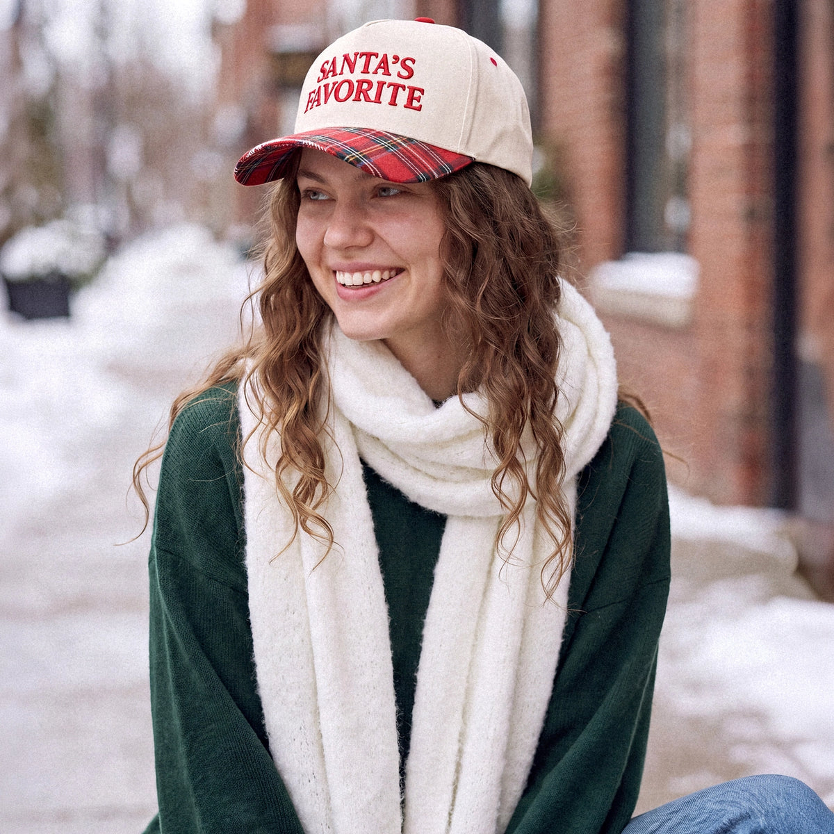 Santa's Favorite Canvas Cap | Plaid Red