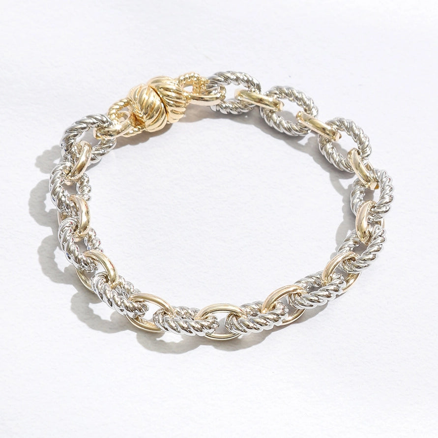 Two Tone Twisted Chain Bracelet | Silver/Gold