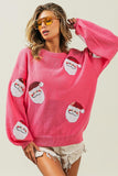 Sequin Santa Patch Sweater | Pink