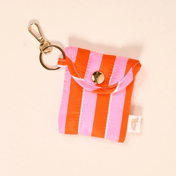 Puffy Earbud Case Keychain | Sicily Stripes Pink