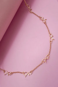 Ribbon Bow Short Necklace | Gold