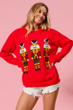 Sequin Nutcrackers Sweater Top | Red