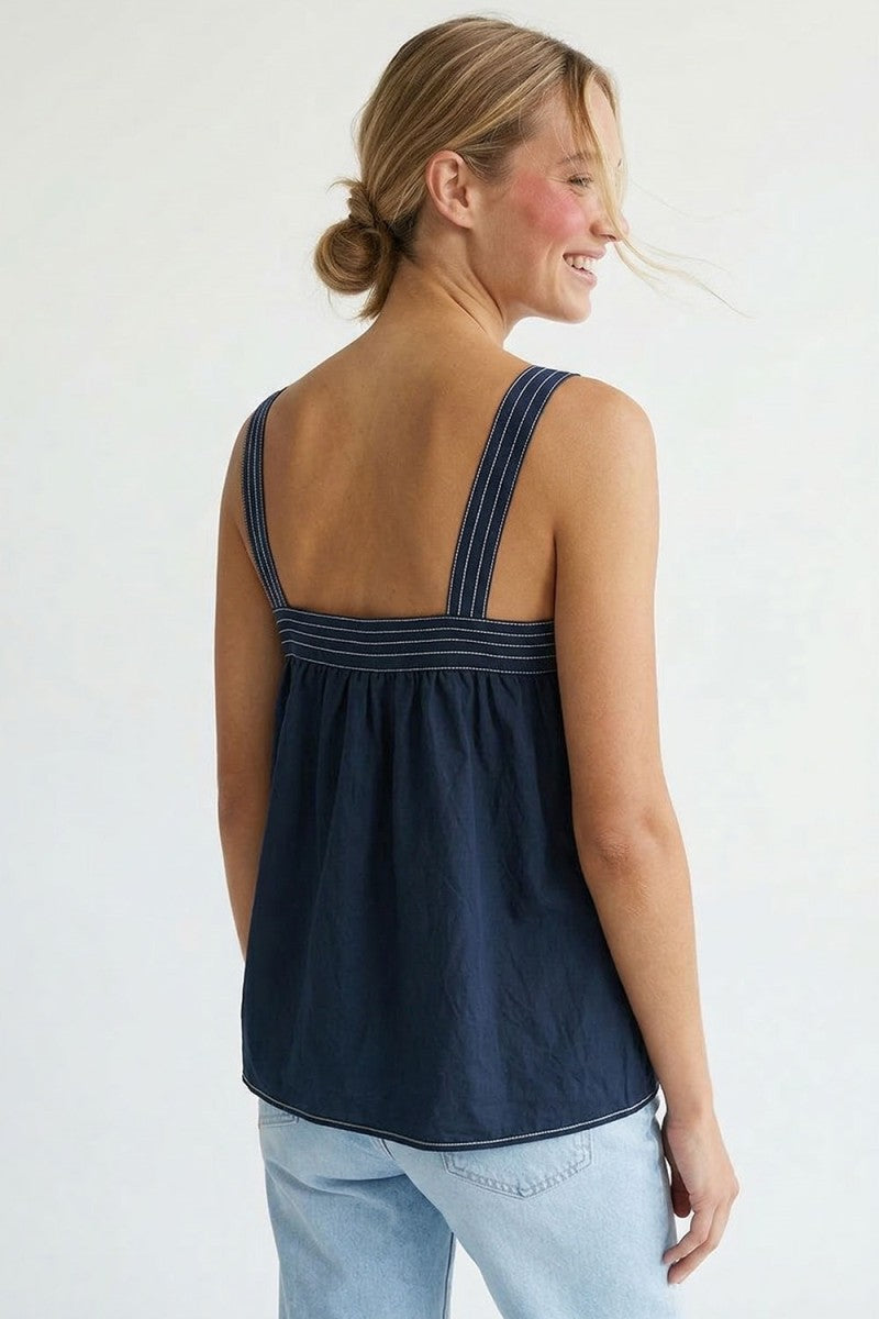 Rope Detail Sleeveless Top | Navy