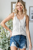 Pointelle Button Front Tank Top | Off White