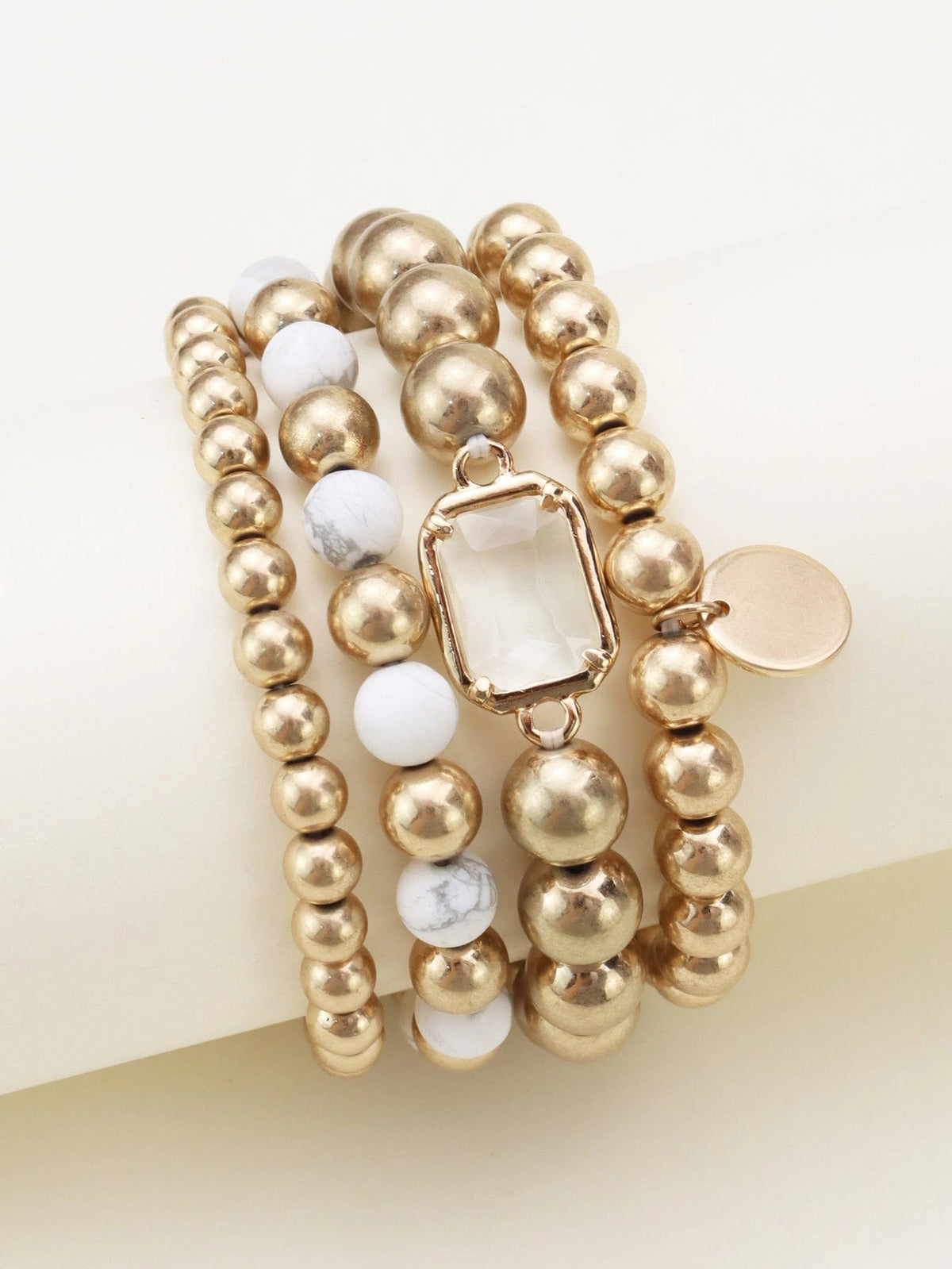 Semi Precious Beaded Bracelet Set | White