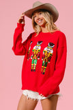 Sequin Nutcrackers Sweater Top | Red