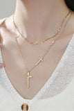 18k Dipped Layered Cross Necklace | Gold