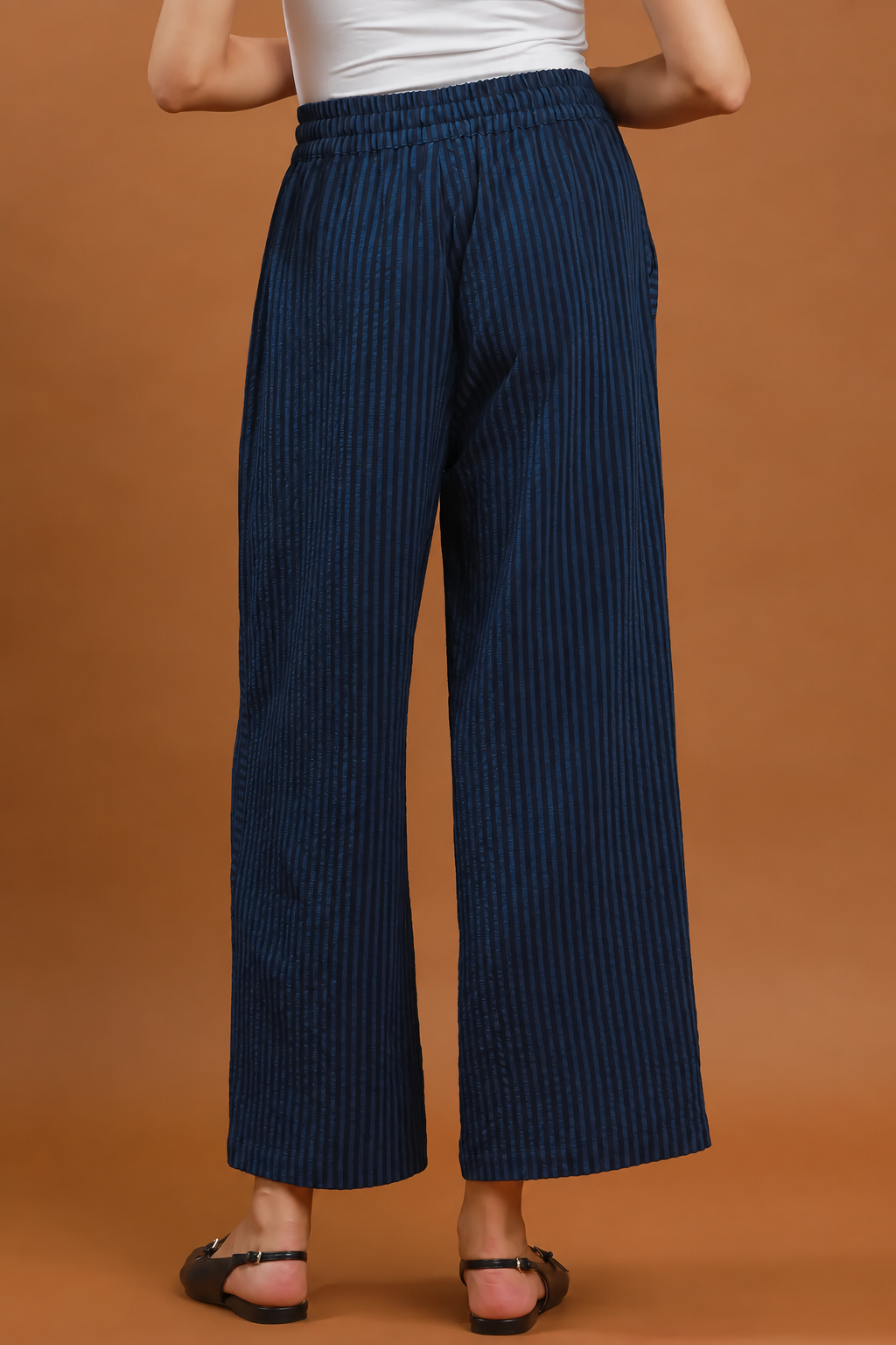 Stripe Wide Leg Pants | Midnight