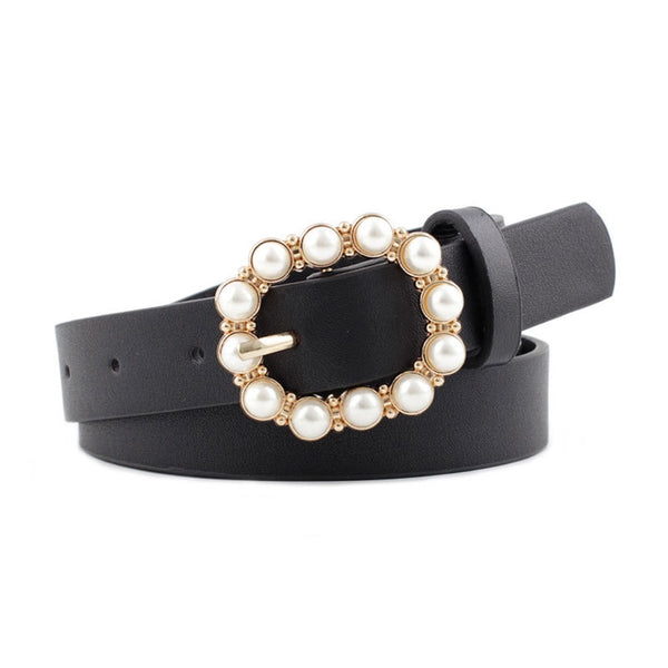 Faux Leather Pearl Buckle Belt | Various