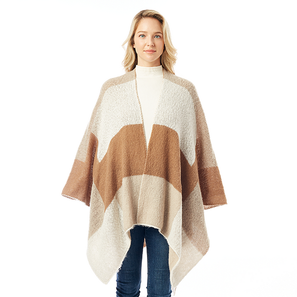 Cozy Colorblock Kimono | Beige