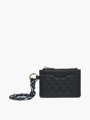 Rhodes Quilted Wallet+Chain Bangle | Black