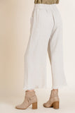 Cropped Linen Frayed Hem Pants | Oatmeal